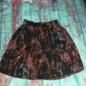 HALOGEN Fun Flirty A-line Casual Print Black Skirt